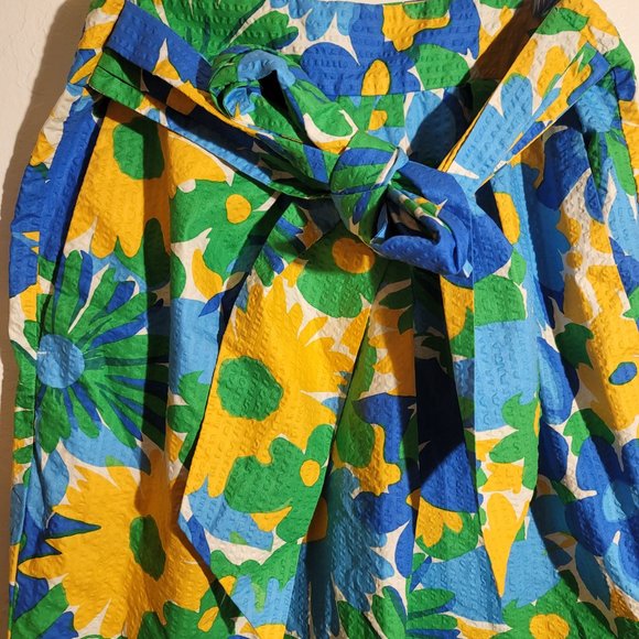 J Crew G4334 EUC sz 12P Tie Waist Puckered Morning Floral Pencil Bow Front Skirt - Picture 7 of 11